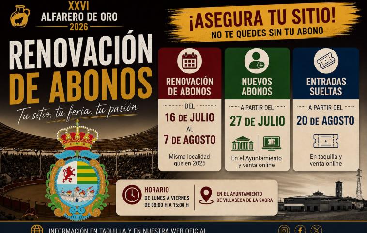 Venta de Abonos XXVI Alfarero de Oro 2026 