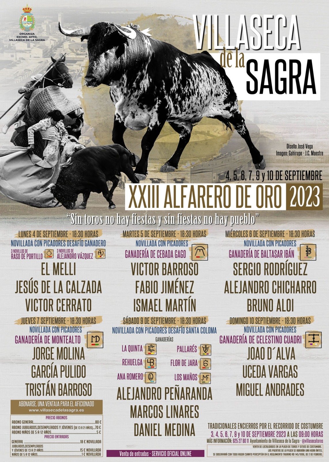 PRESENTADOS LOS CARTELES DEL “XXIII CERTAMEN DE NOVILLADAS ALFARERO DE ORO FERIA 2023” DE VILLASECA DE LA SAGRA