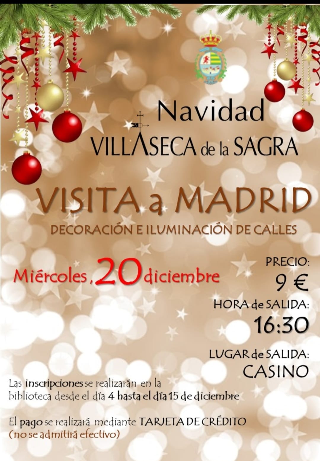 ¡Iluminación Mágica en Madrid! ✨ Únete a la Excursión Especial desde el Casino de Villaseca de la Sagra el 20 de Diciembre