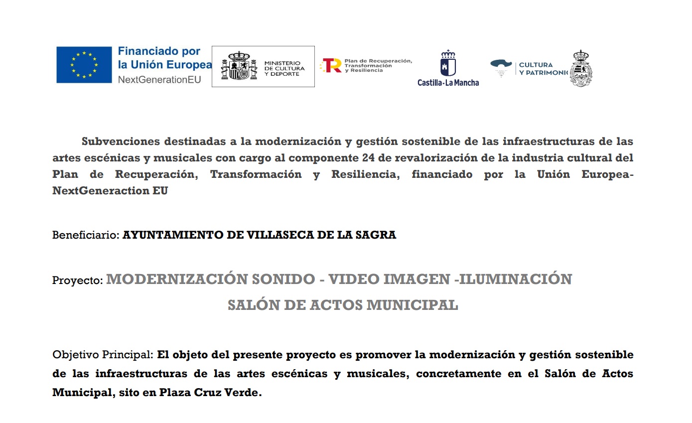 Proyecto Modernización Sonido - Video Imagen - Iluminación Salón de Actos Municipal