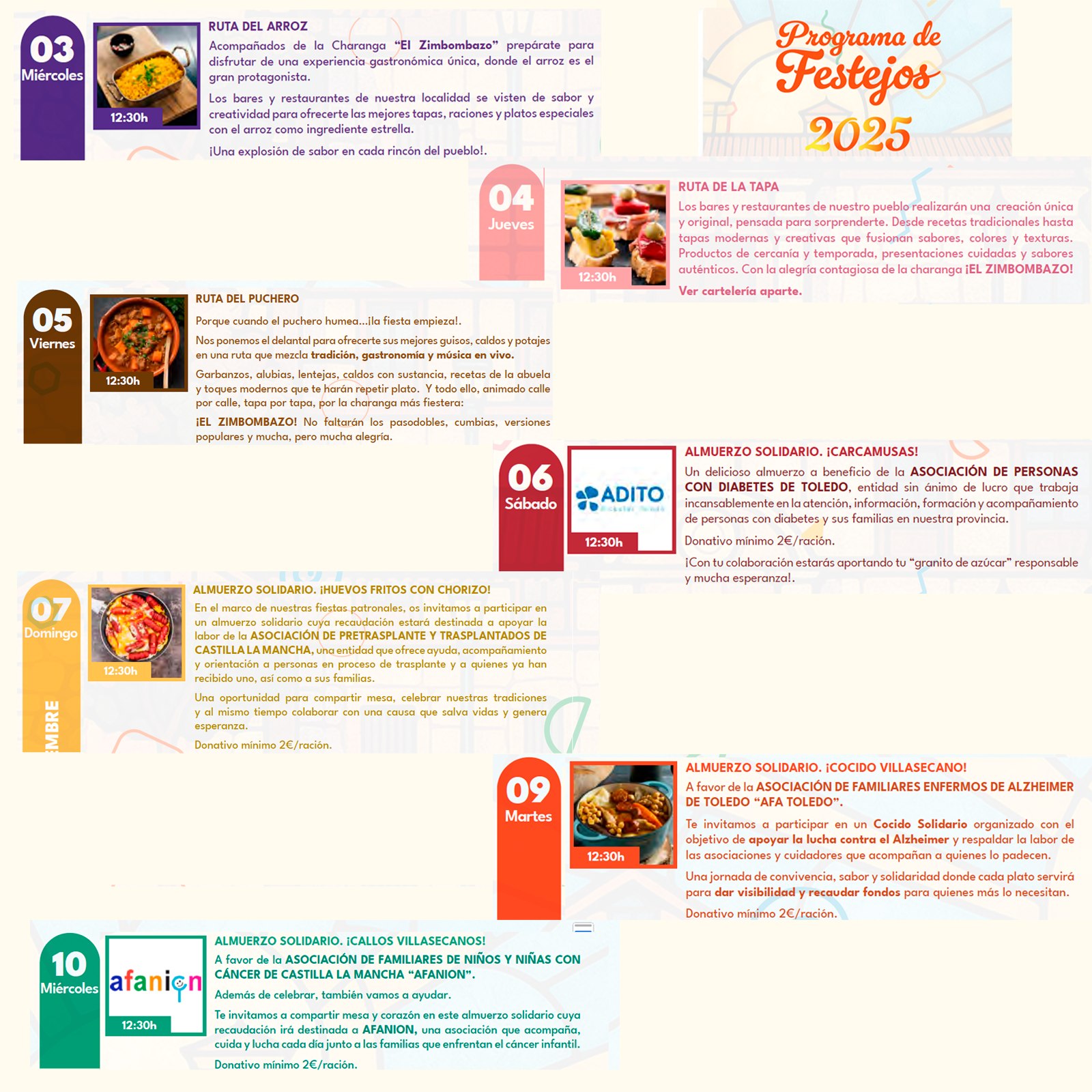 Gastronomía y solidaridad en las Fiestas 2025 de Villaseca de la Sagra