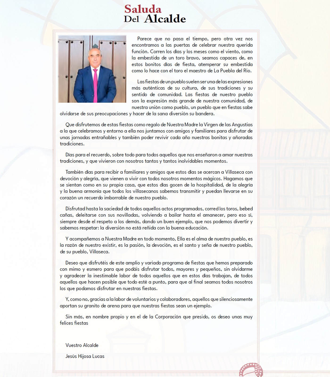 Saluda del Alcalde con motivo de las Ferias y Fiestas 2025